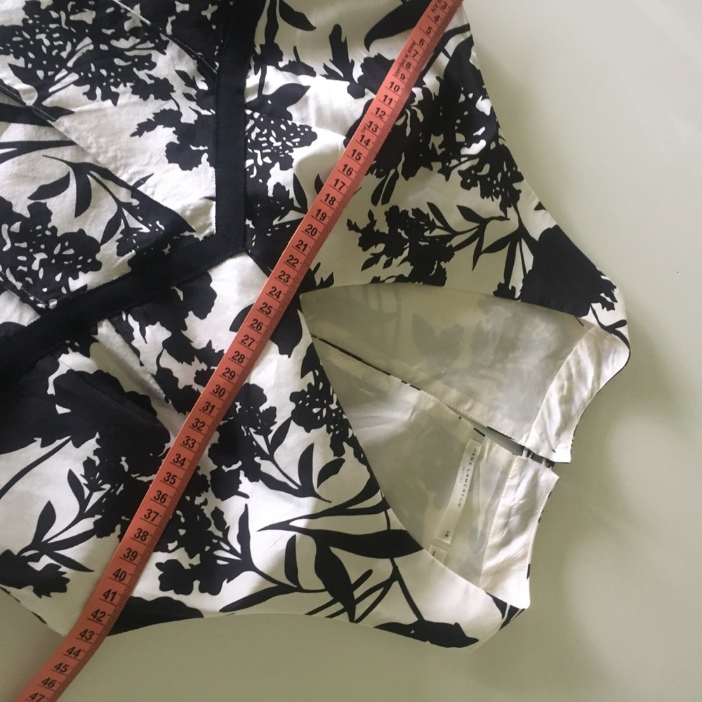 JANE LAMERTON PETITES womens petite 14 silk dress floral black and creamy white - Picture 14 of 17